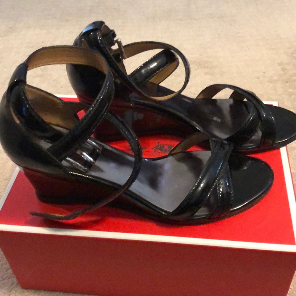 Coach patent leather wedges